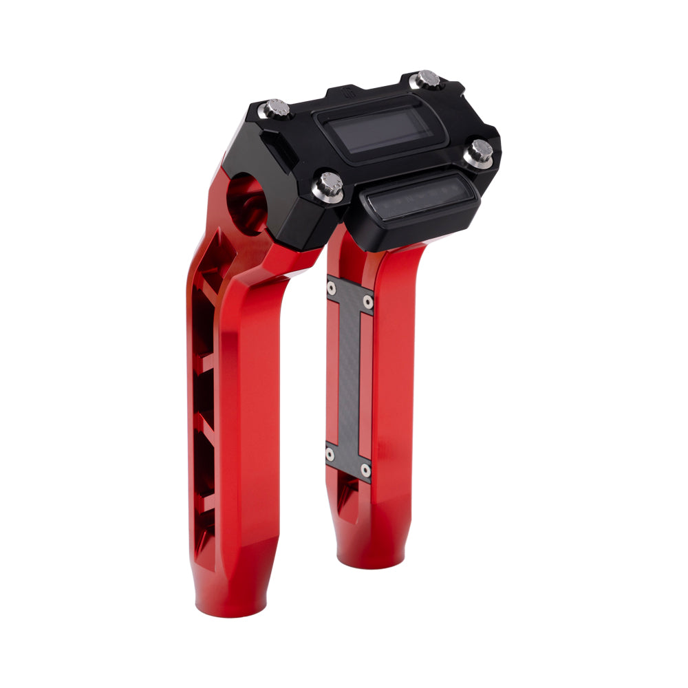 OG Red Performance 8.5 inch Pull Back Riser Legs with Black Performance Digital Gauge Top Clamp