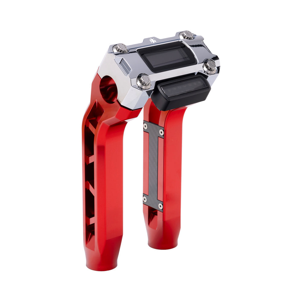 OG Red Performance 8.5 inch Pull Back Riser Legs with Chrome Performance Digital Gauge Top Clamp