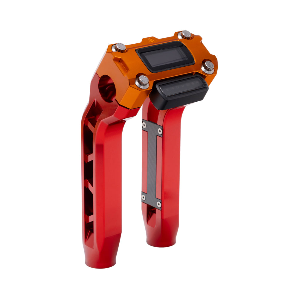 OG Red Performance 8.5 inch Pull Back Riser Legs with Orange Performance Digital Gauge Top Clamp