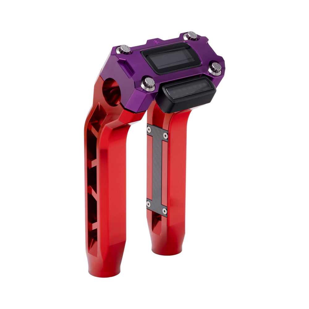OG Red Performance 8.5 inch Pull Back Riser Legs with Purple Performance Digital Gauge Top Clamp