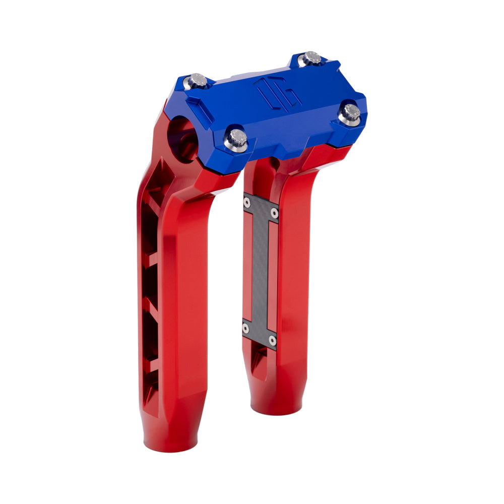 OG Red Performance 8.5 inch Pull Back Riser Legs with Blue Performance Top Clamp