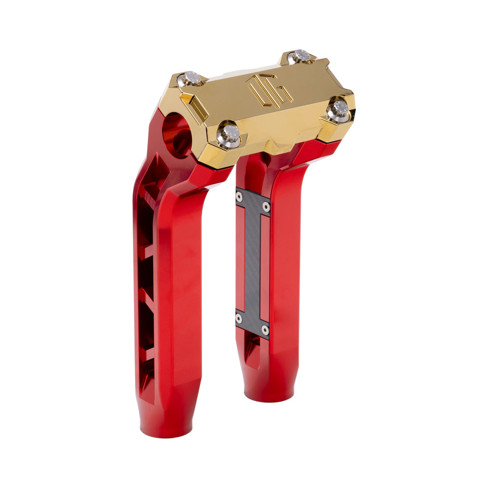 OG Red Performance 8.5 inch Pull Back Riser Legs with Gold Plating Performance Top Clamp
