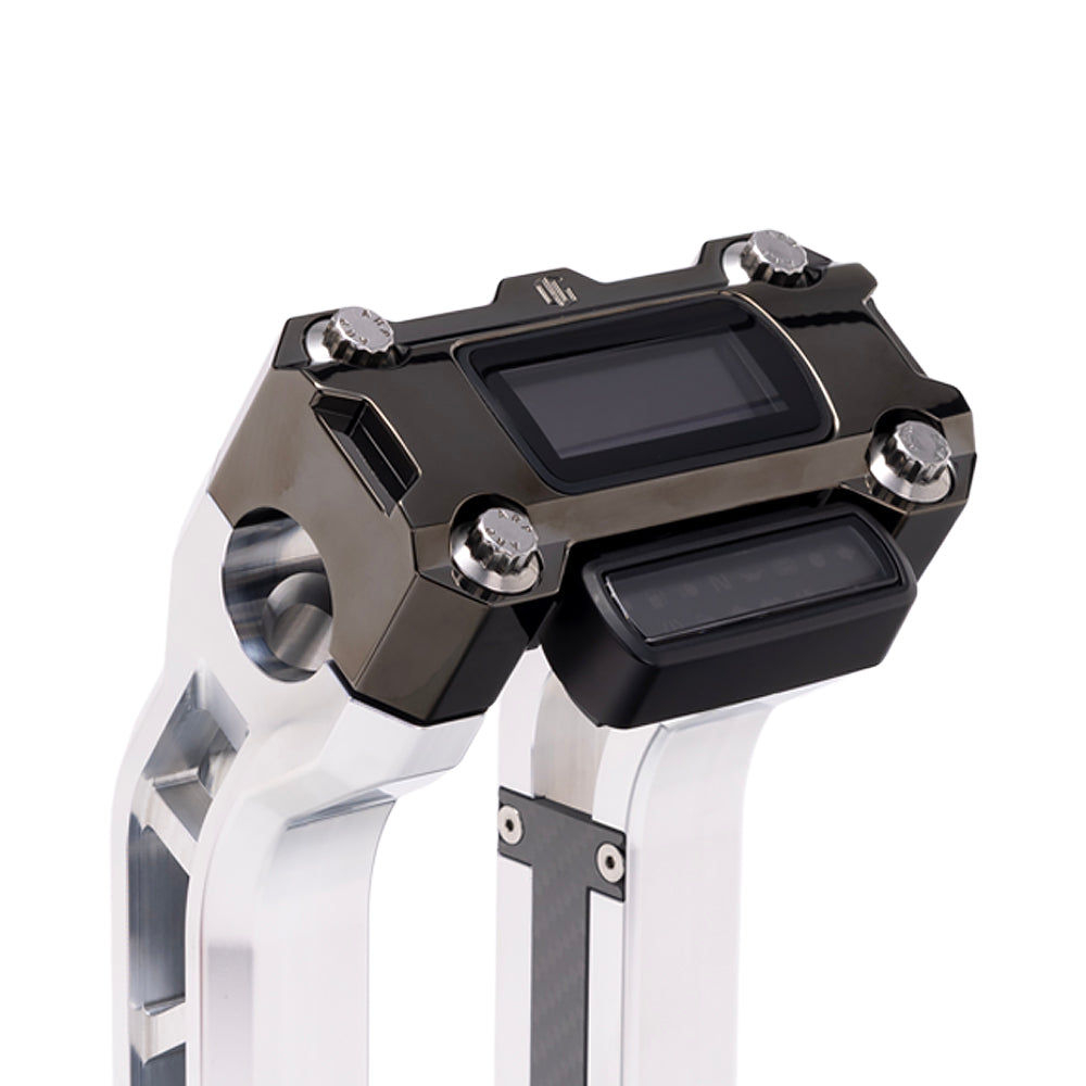 OG Black Chrome Performance Digital Gauge Top Clamp on OG Aluminum Performance Riser Legs