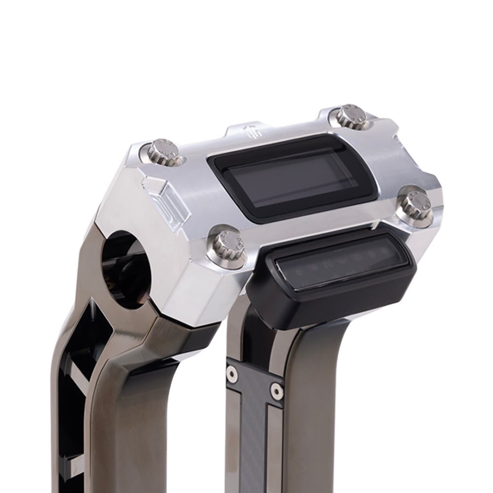 OG Aluminum Performance Digital Gauge Top Clamp on OG Black Chrome Performance Riser Legs