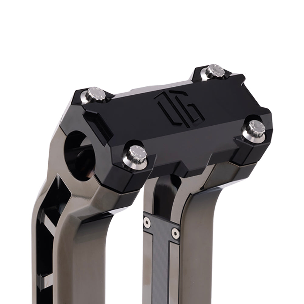 OG Black Performance Top Clamp on OG Black Chrome Performance Riser Legs