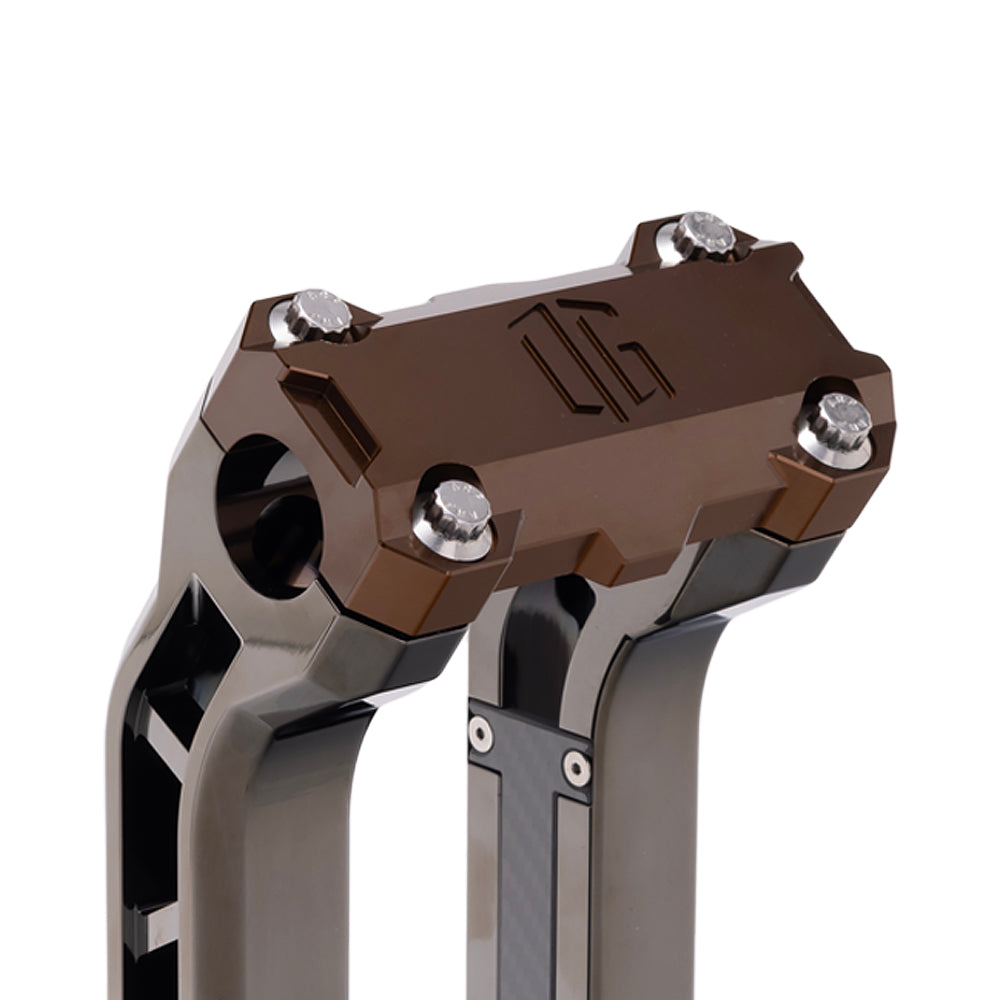 OG Bronze Performance Top Clamp on OG Black Chrome Performance Riser Legs