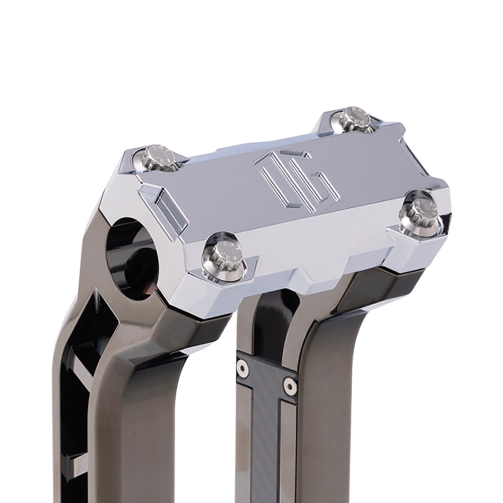 OG Chrome Performance Top Clamp on OG Black Chrome Performance Riser Legs