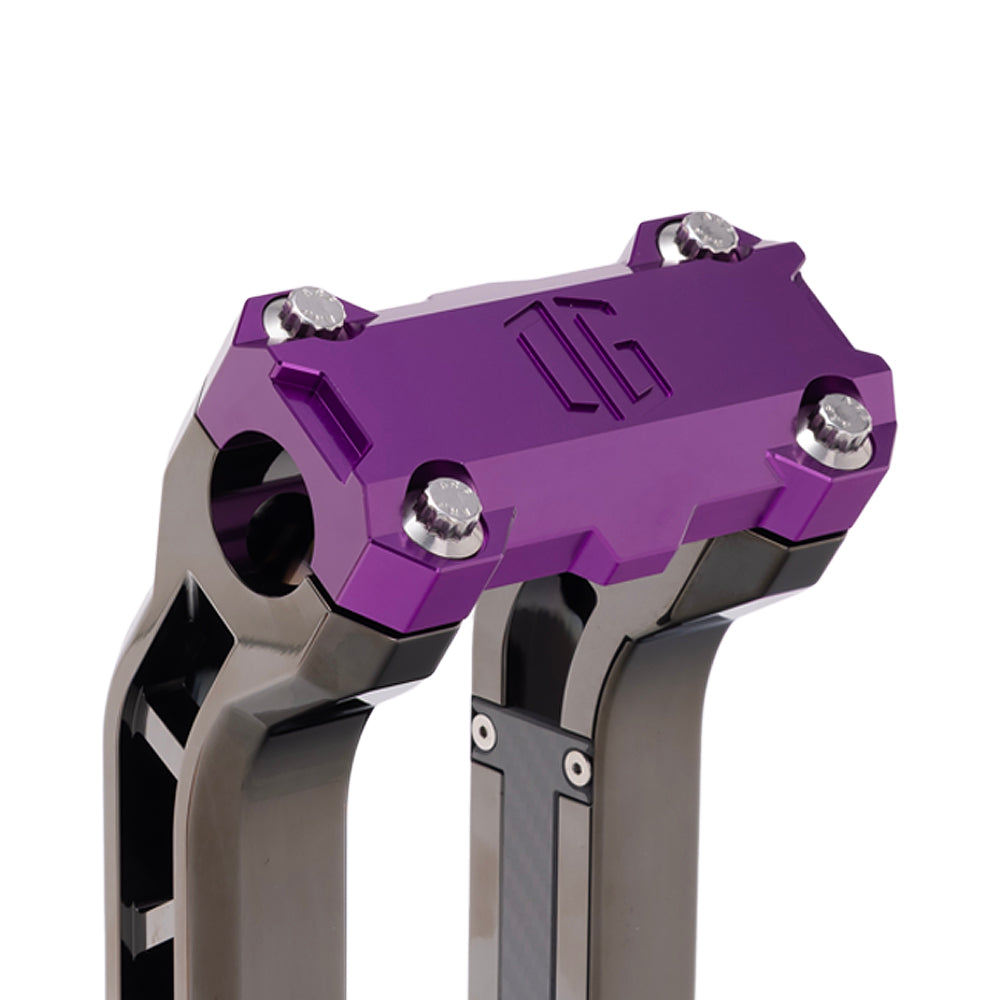 OG Purple Performance Top Clamp on OG Black Chrome Performance Riser Legs