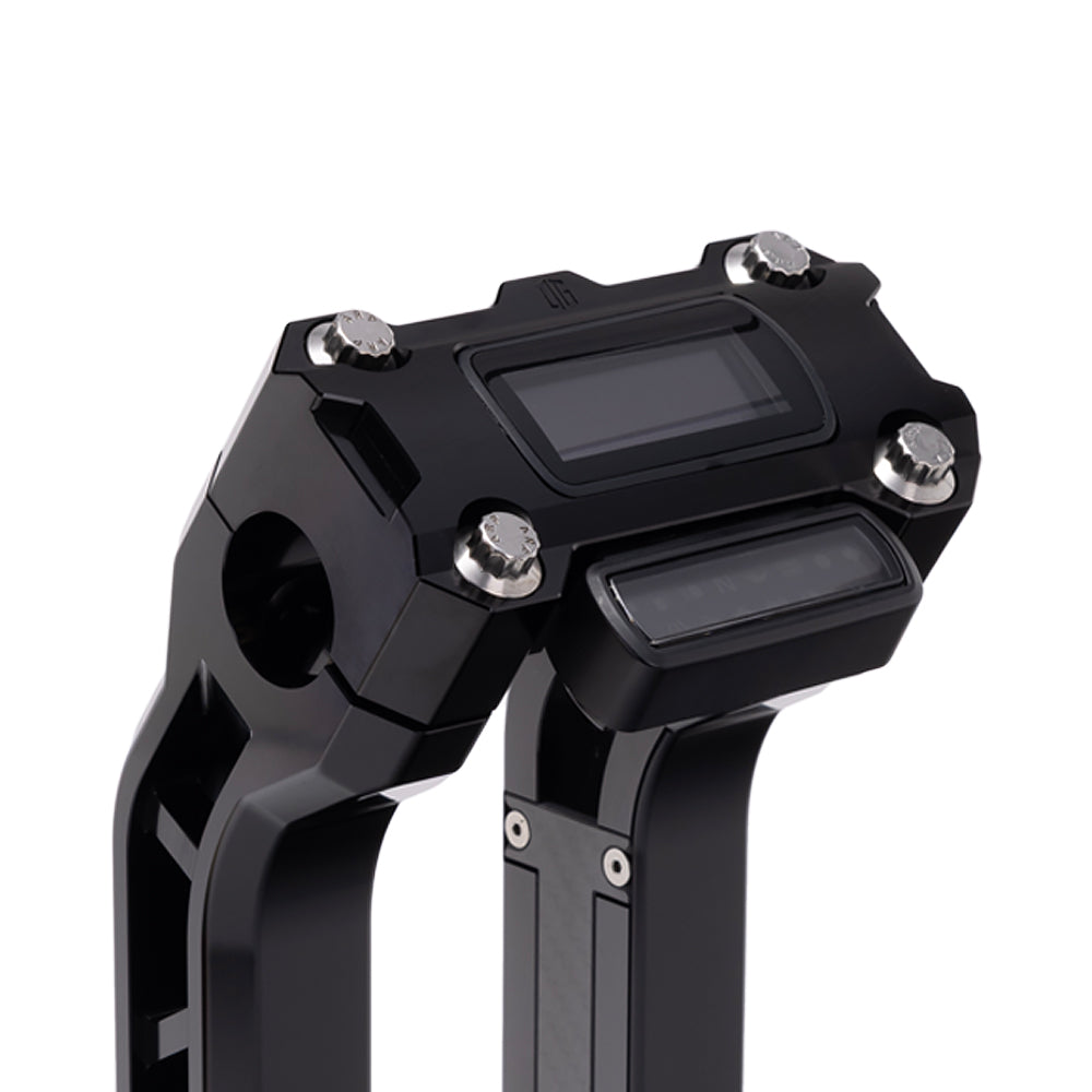 OG Black Performance Digital Gauge Top Clamp on OG Black Performance Riser Legs
