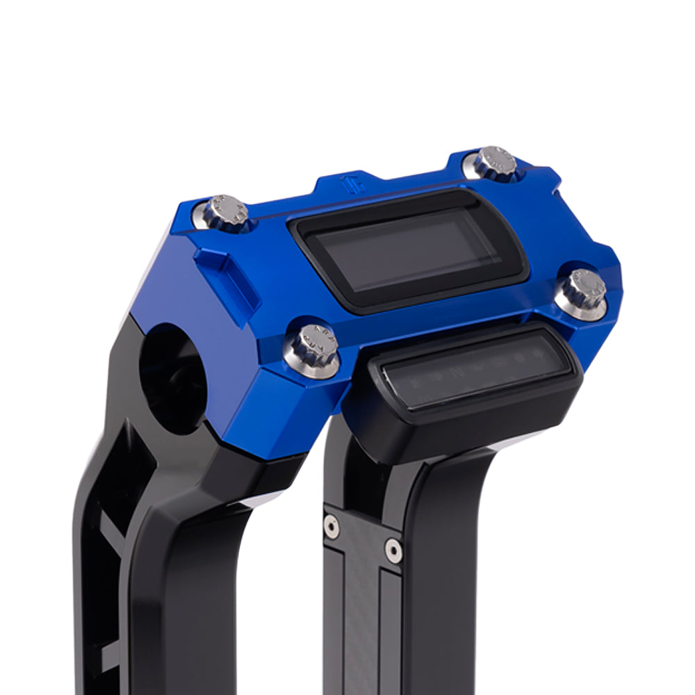 OG Blue Performance Digital Gauge Top Clamp on OG Black Performance Riser Legs