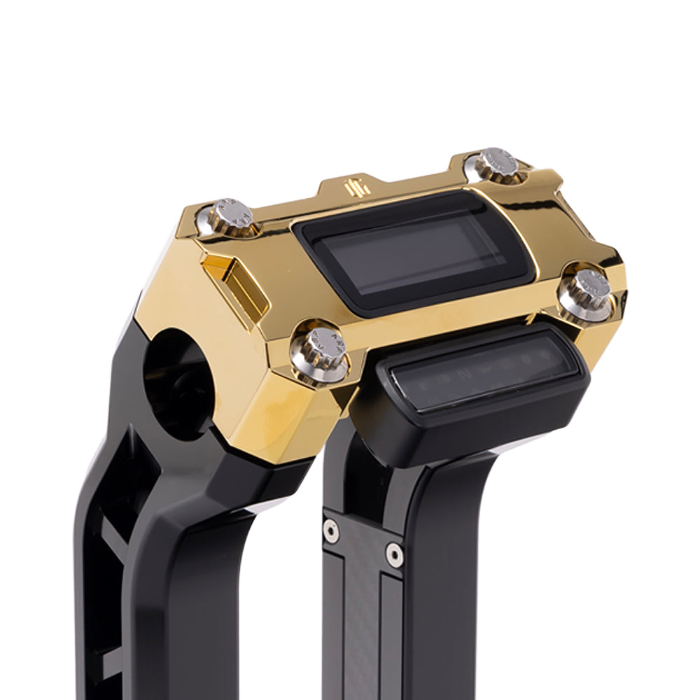 OG Gold Plating Performance Digital Gauge Top Clamp on OG Black Performance Riser Legs