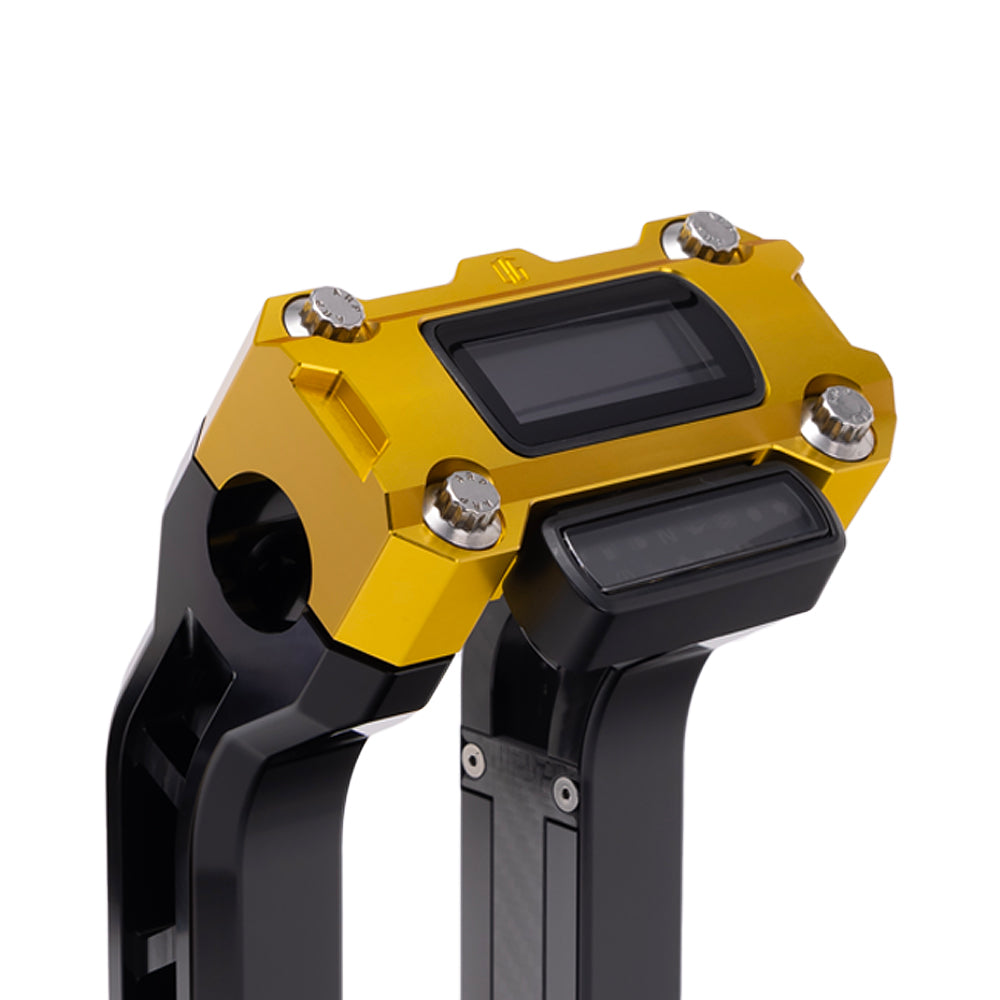 OG Gold Performance Digital Gauge Top Clamp on OG Black Performance Riser Legs