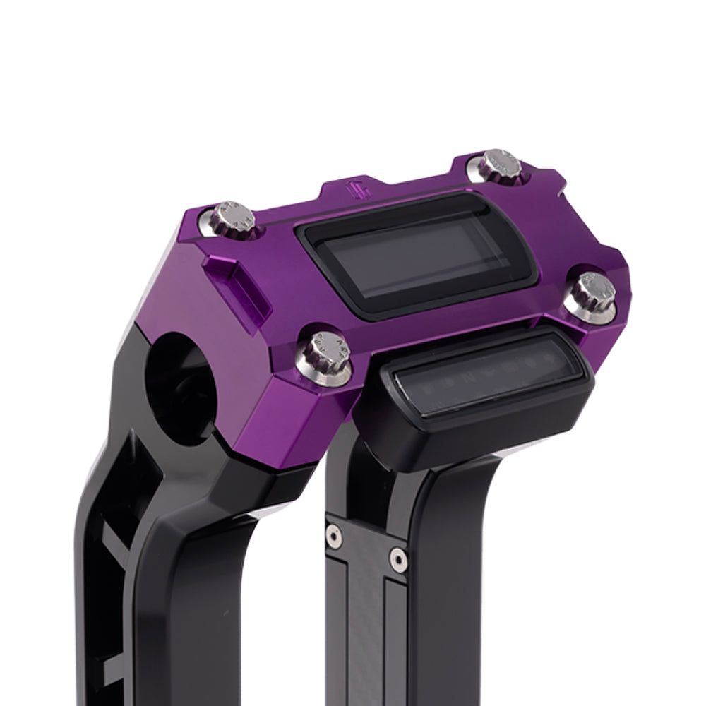 OG Purple Performance Digital Gauge Top Clamp on OG Black Performance Riser Legs