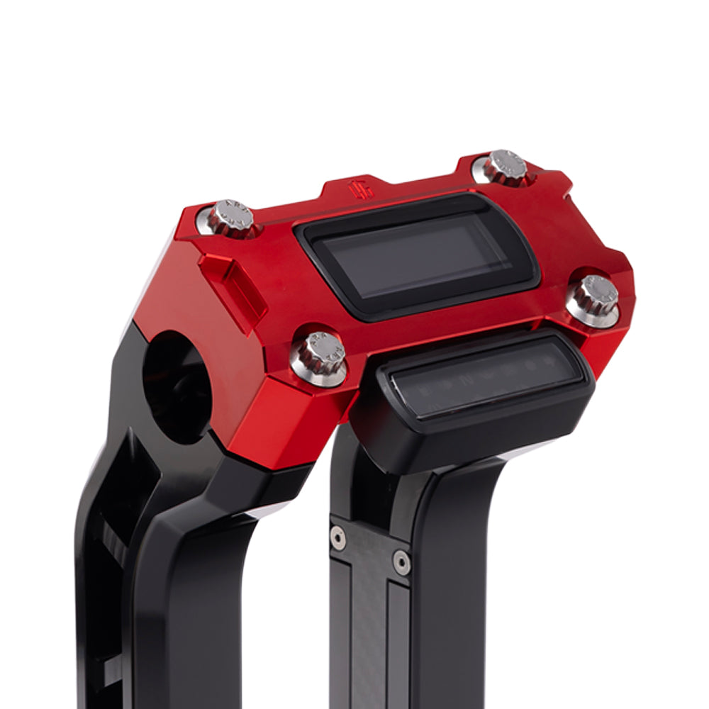 OG Red Performance Digital Gauge Top Clamp on OG Black Performance Riser Legs