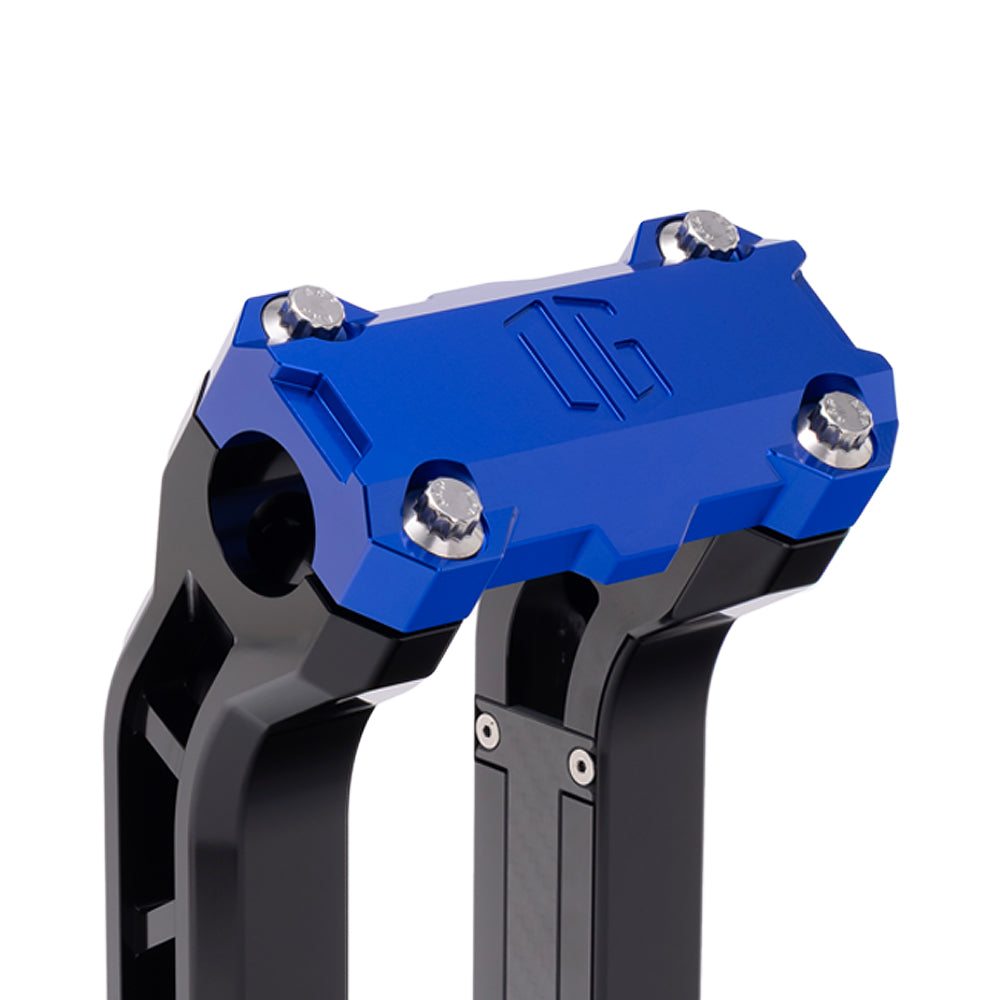 OG Blue Performance Top Clamp on OG Black Performance Riser Legs
