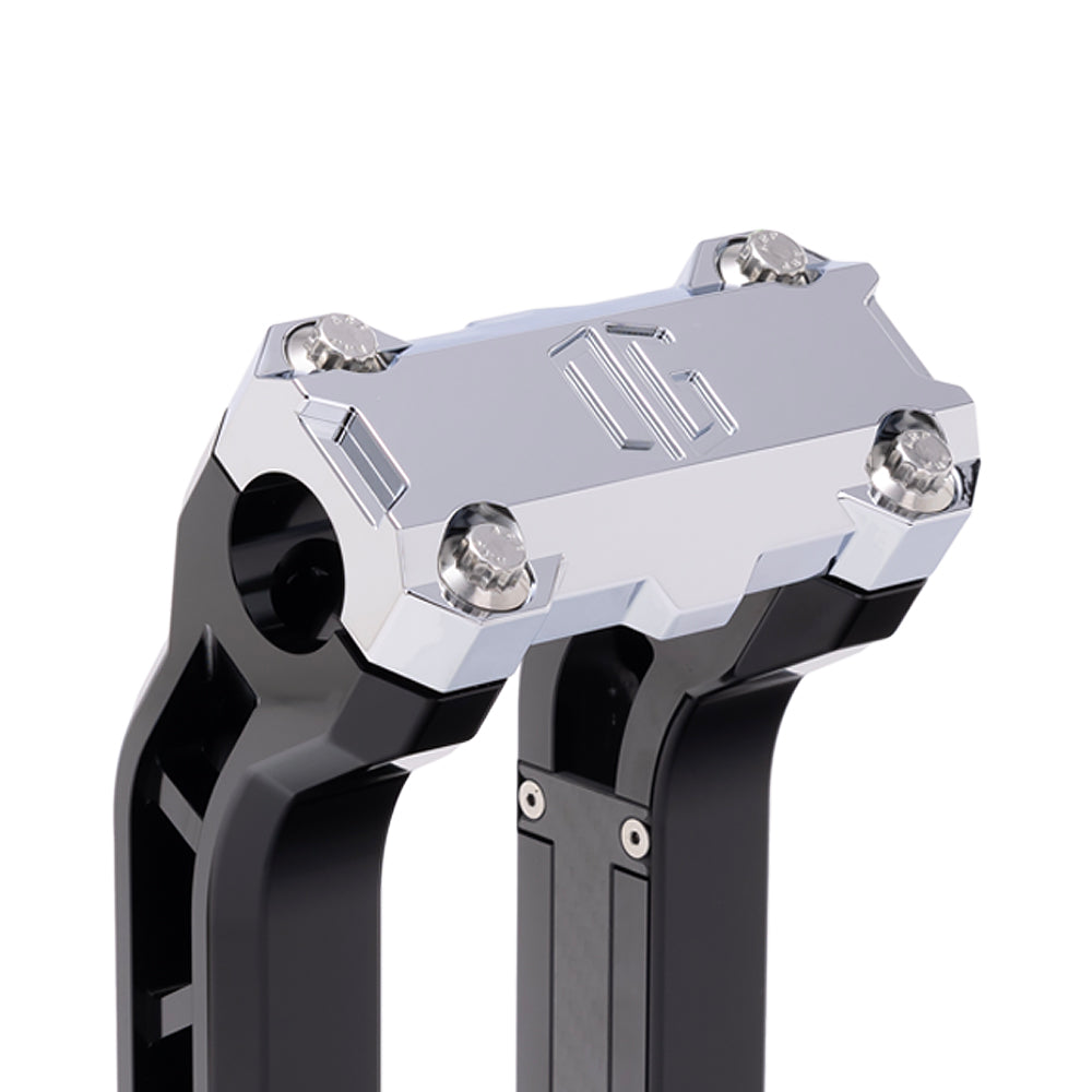 OG Chrome Performance Top Clamp on OG Black Performance Riser Legs