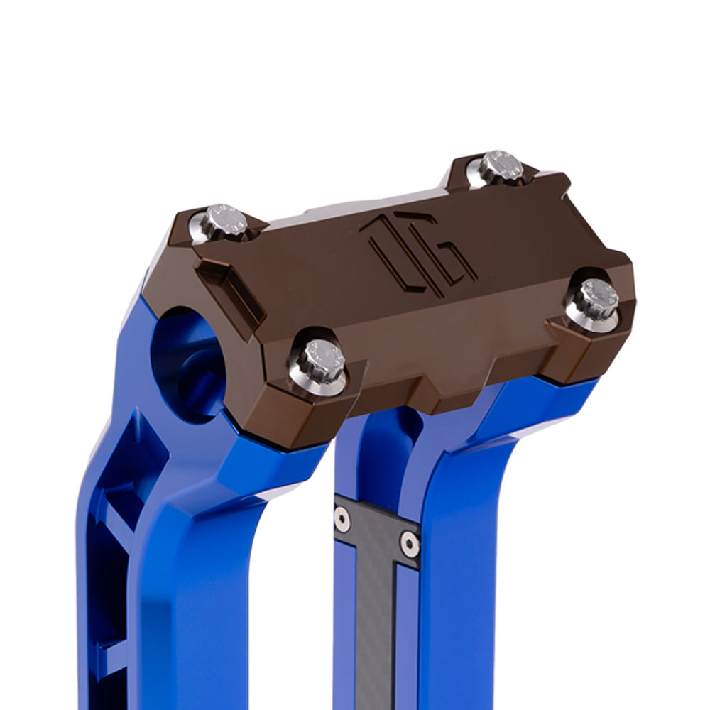 OG Bronze Performance Top Clamp on OG Blue Performance Riser Legs