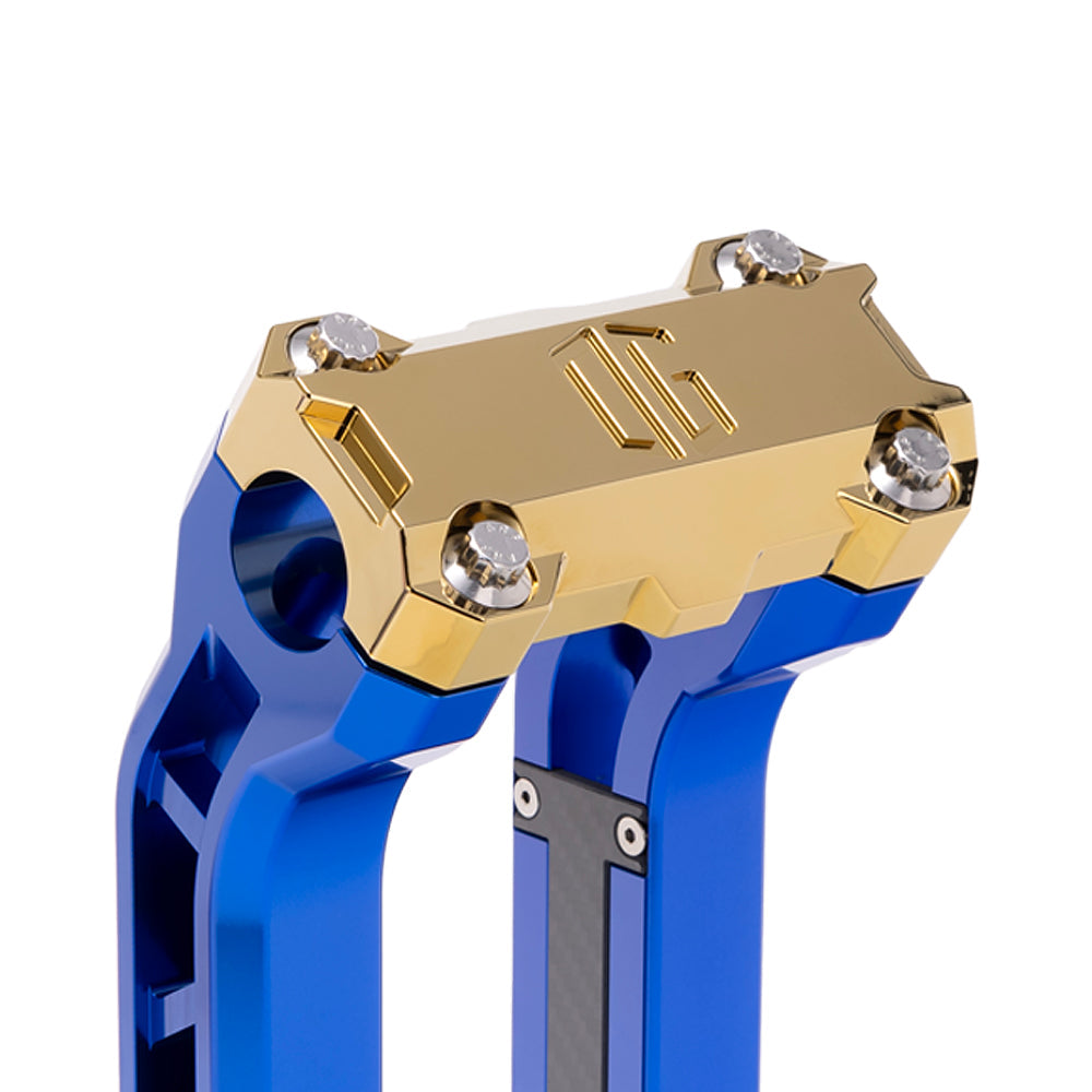 OG Gold Plating Performance Top Clamp on OG Blue Performance Riser Legs