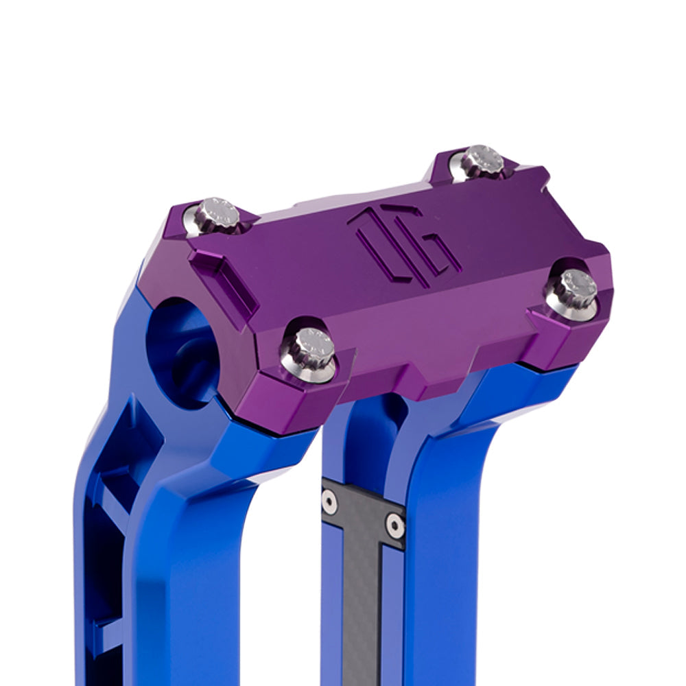 OG Purple Performance Top Clamp on OG Blue Performance Riser Legs