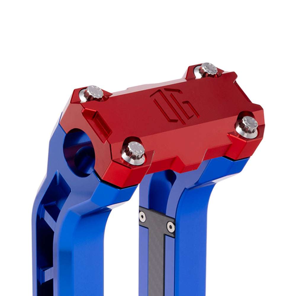 OG Red Performance Top Clamp on OG Blue Performance Riser Legs