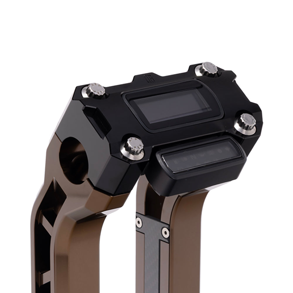 OG Black Performance Digital Gauge Top Clamp on OG Bronze Performance Riser Legs