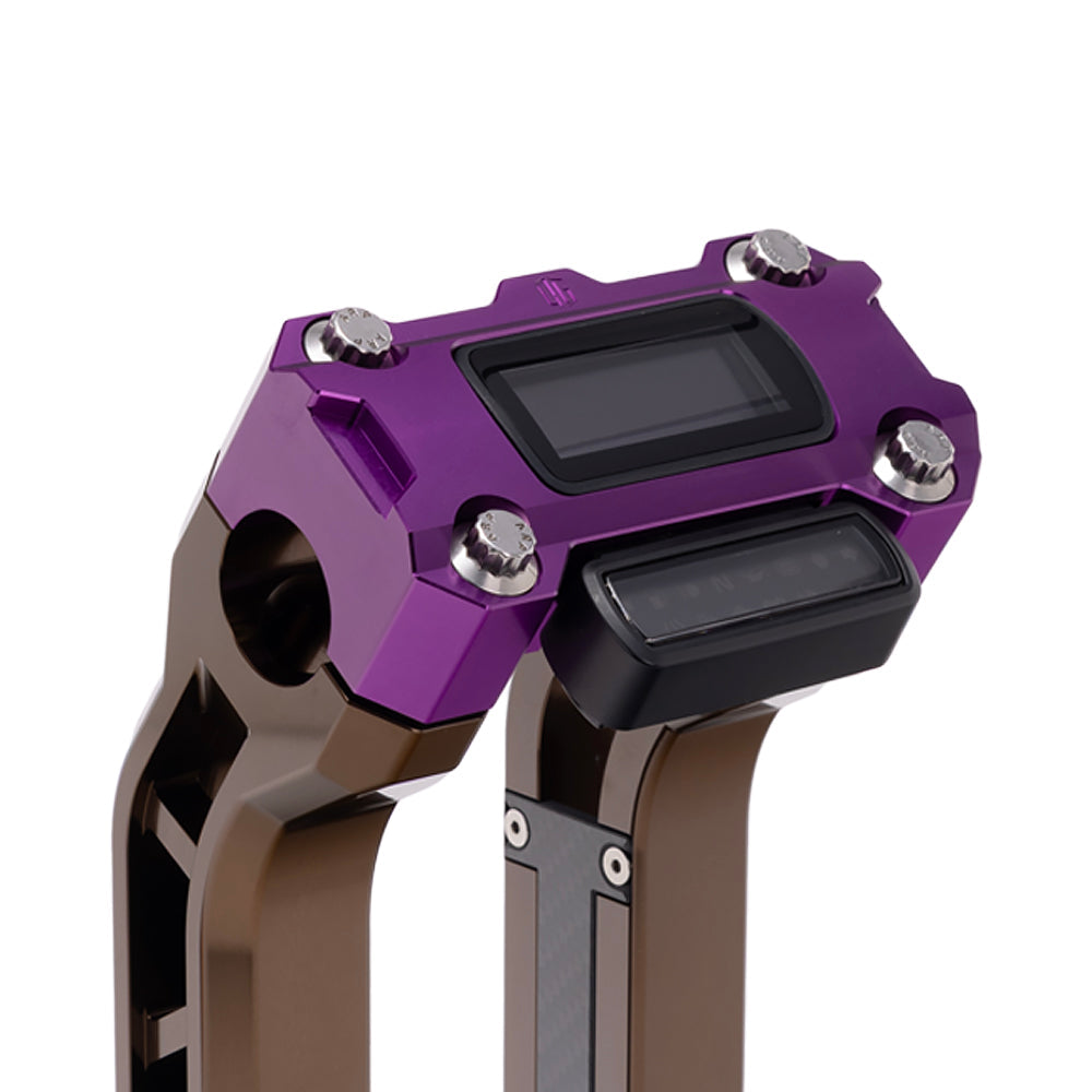 OG Purple Performance Digital Gauge Top Clamp on OG Bronze Performance Riser Legs