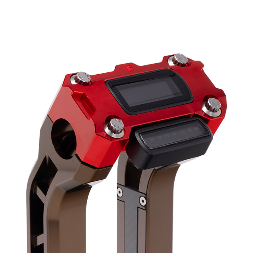 OG Red Performance Digital Gauge Top Clamp on OG Bronze Performance Riser Legs