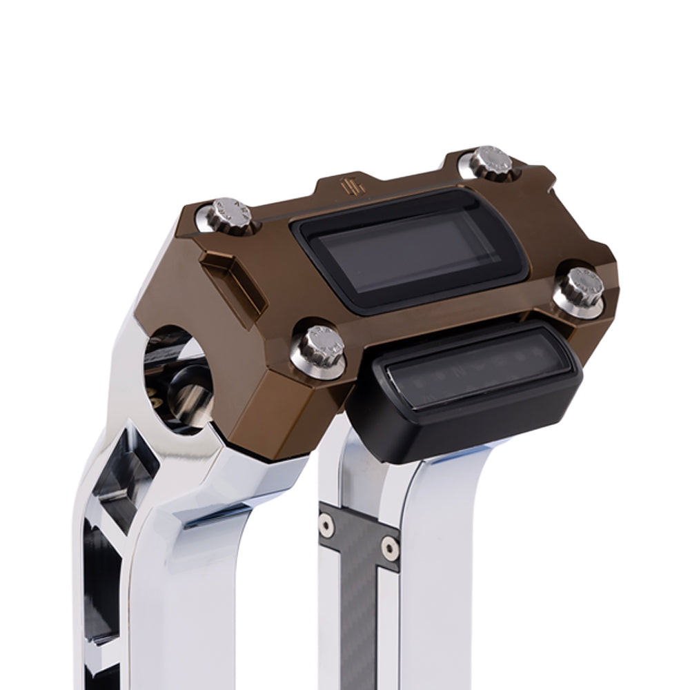 OG Bronze Performance Digital Gauge Top Clamp on OG Chrome Performance Riser Legs
