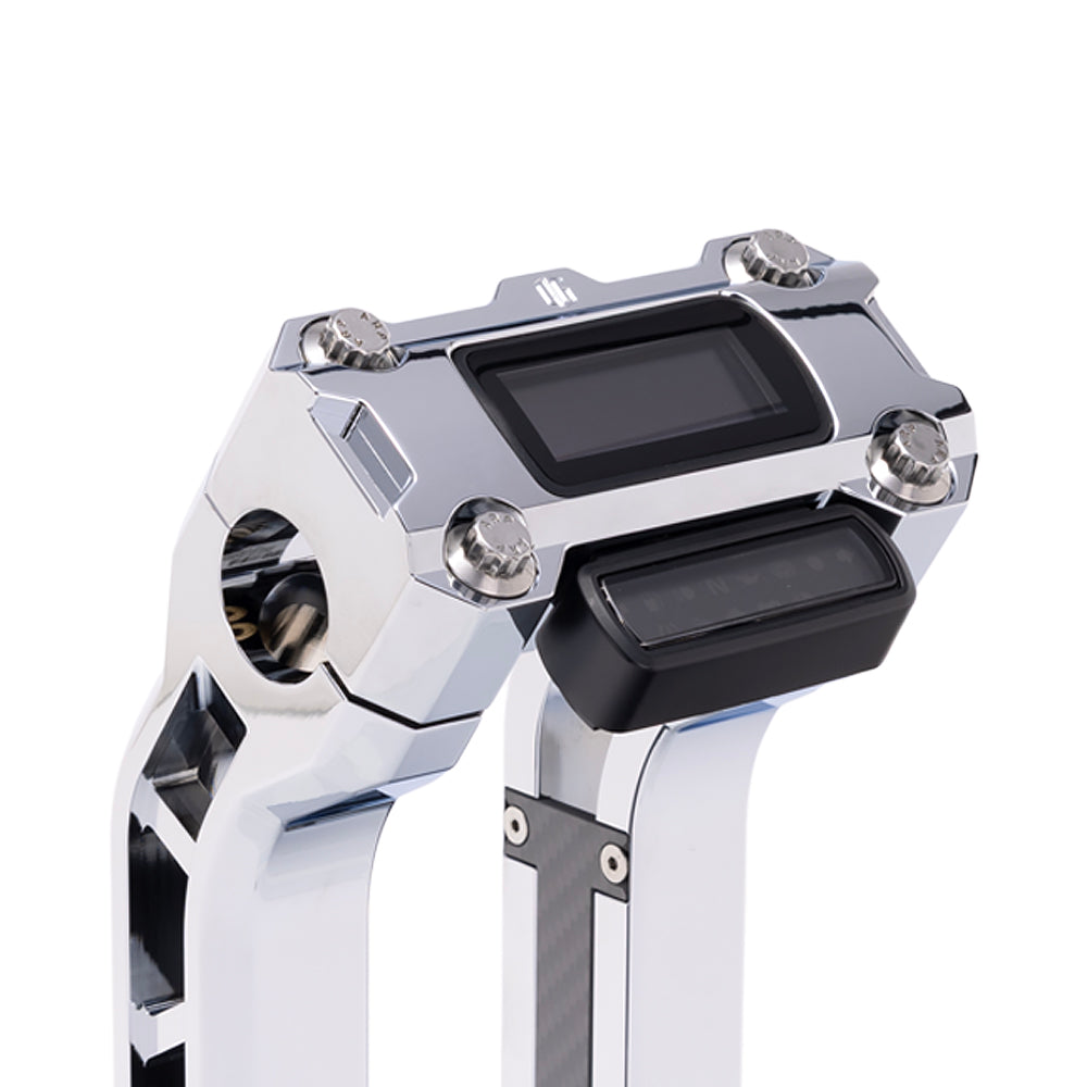 OG Chrome Performance Digital Gauge Top Clamp on OG Chrome Performance Riser Legs