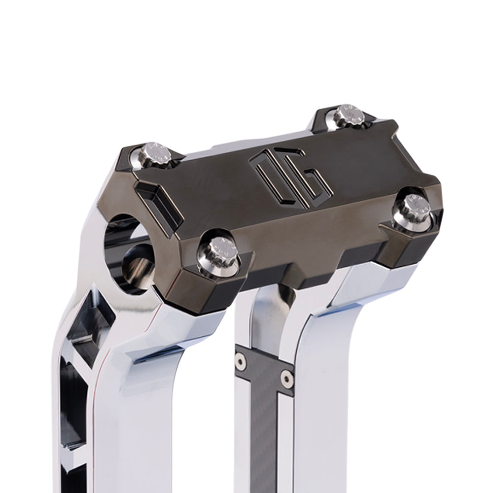 OG Black Chrome Performance Top Clamp on OG Chrome Performance Riser Legs