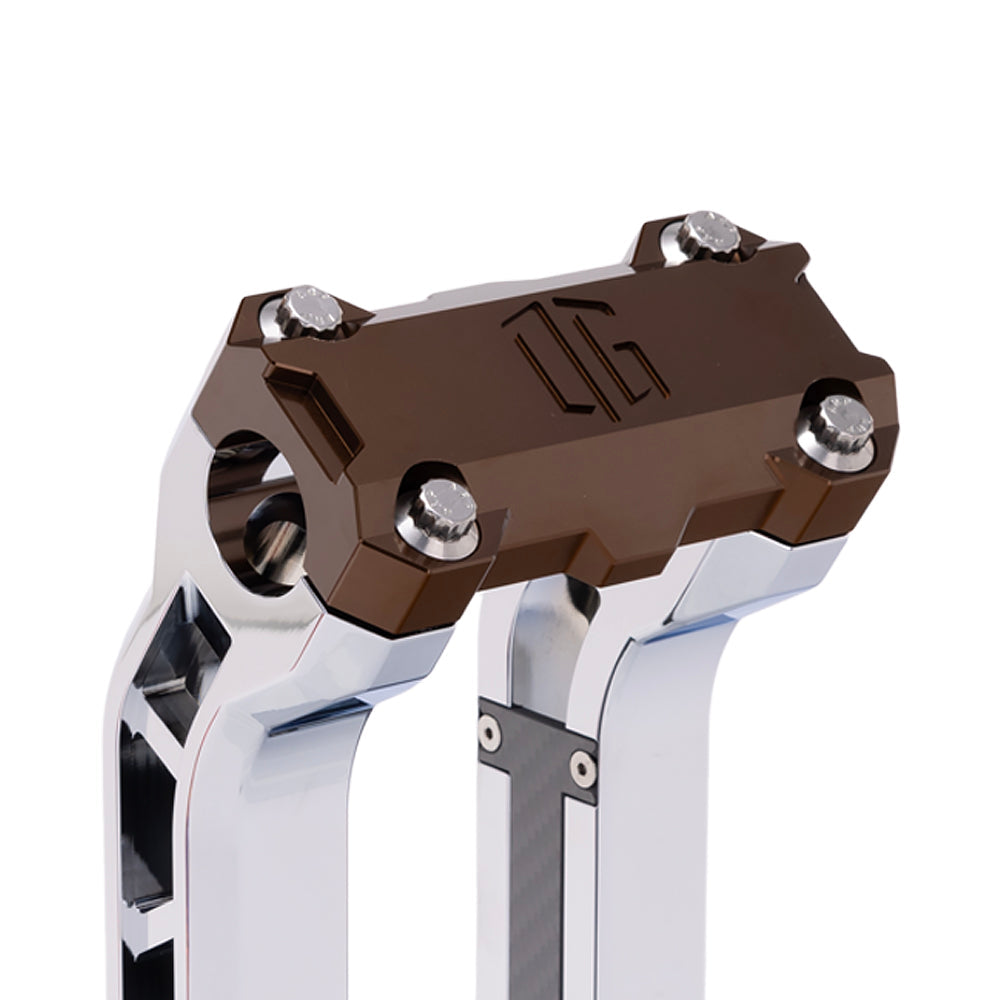 OG Bronze Performance Top Clamp on OG Chrome Performance Riser Legs