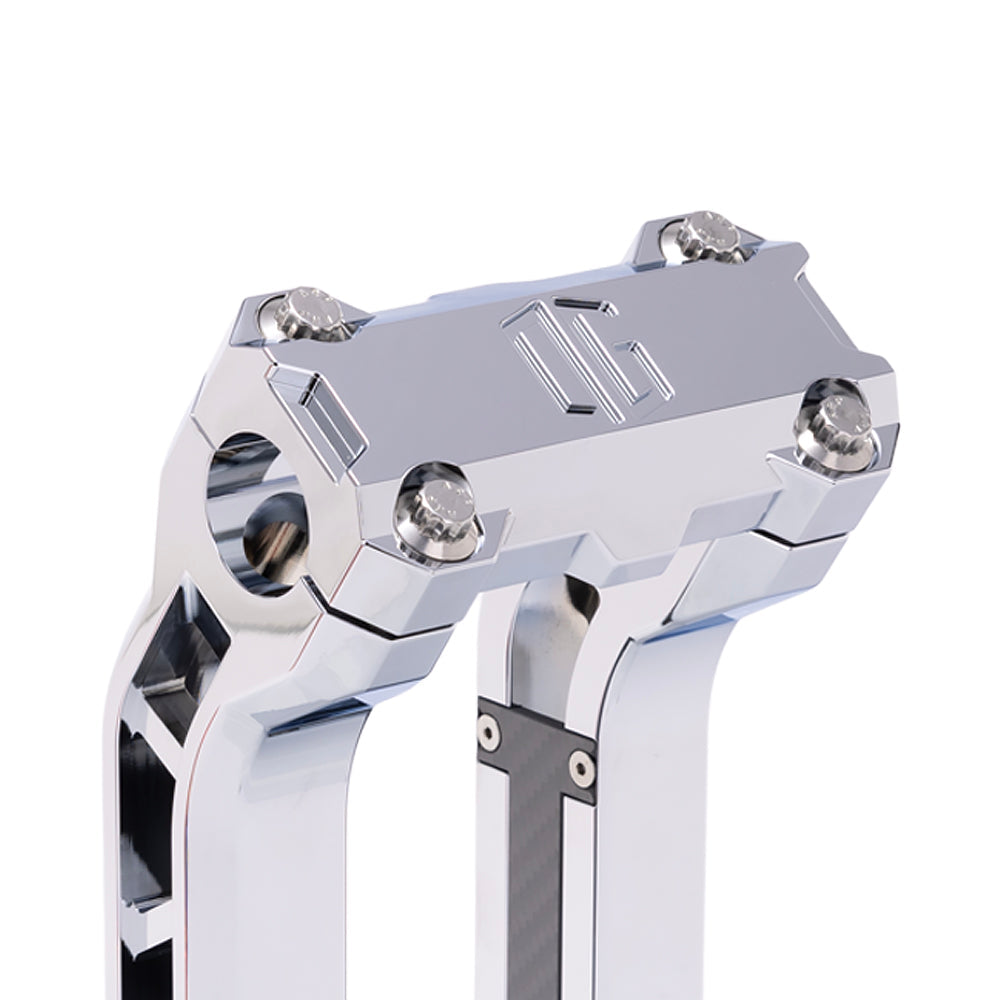 OG Chrome Performance Top Clamp on OG Chrome Performance Riser Legs