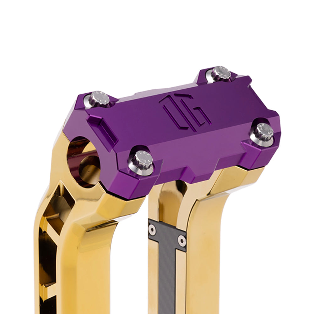 OG Purple Performance Top Clamp on OG Gold Plating Performance Riser Legs