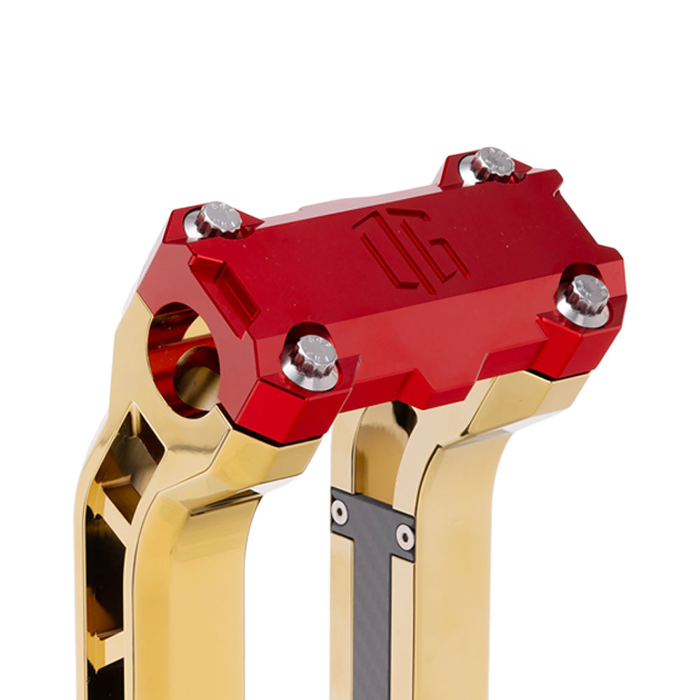 OG Red Performance Top Clamp on OG Gold Plating Performance Riser Legs