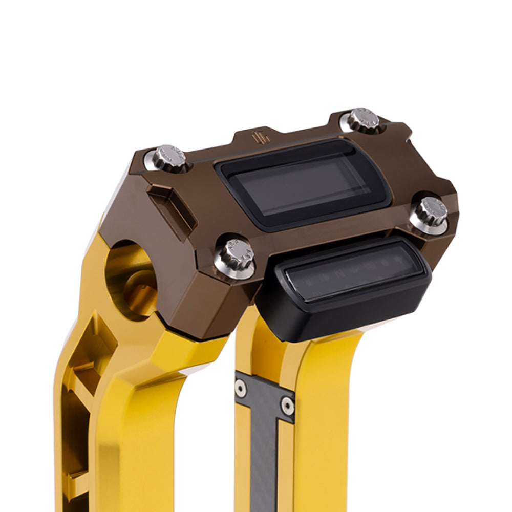 OG Bronze Performance Digital Gauge Top Clamp on OG Gold Performance Riser Legs