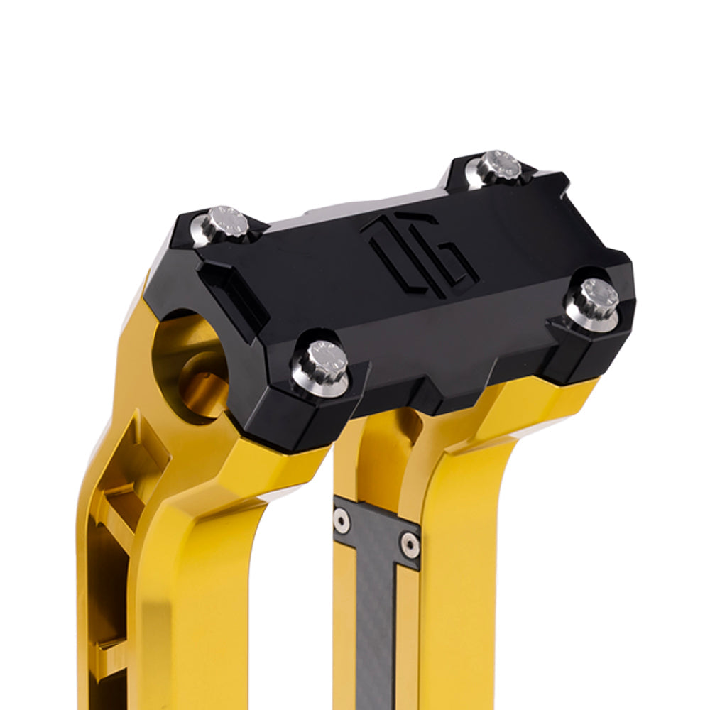 OG Black Performance Top Clamp on OG Gold Performance Riser Legs