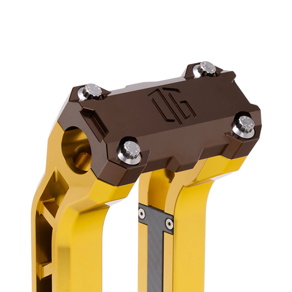 OG Bronze Performance Top Clamp on OG Gold Performance Riser Legs