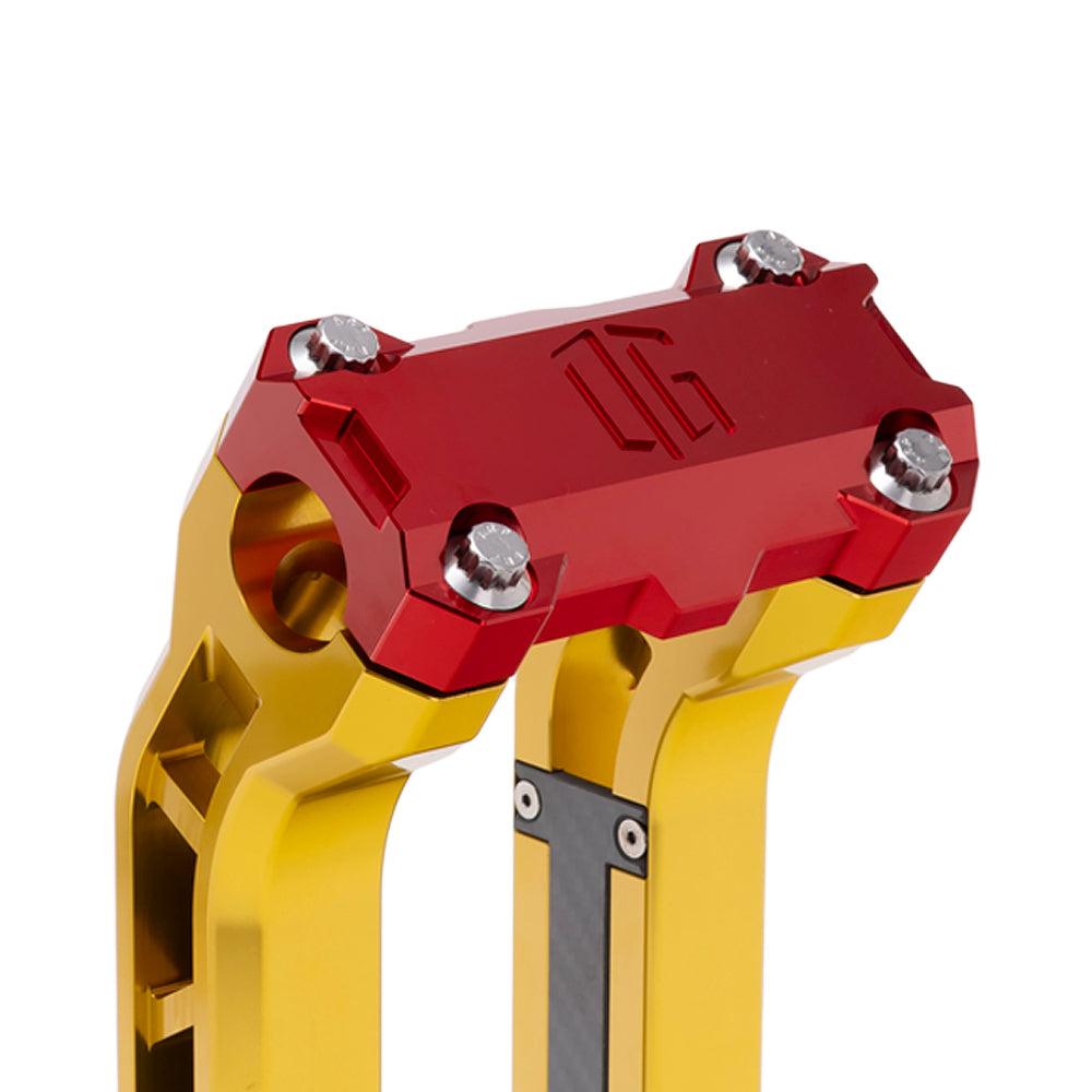 OG Red Performance Top Clamp on OG Gold Performance Riser Legs