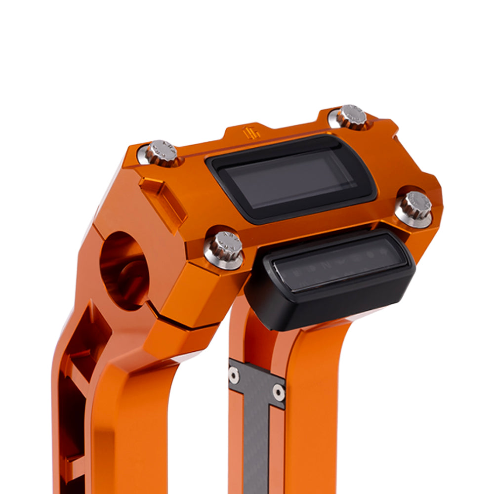 OG Orange Performance Digital Gauge Top Clamp on OG Orange Performance Riser Legs