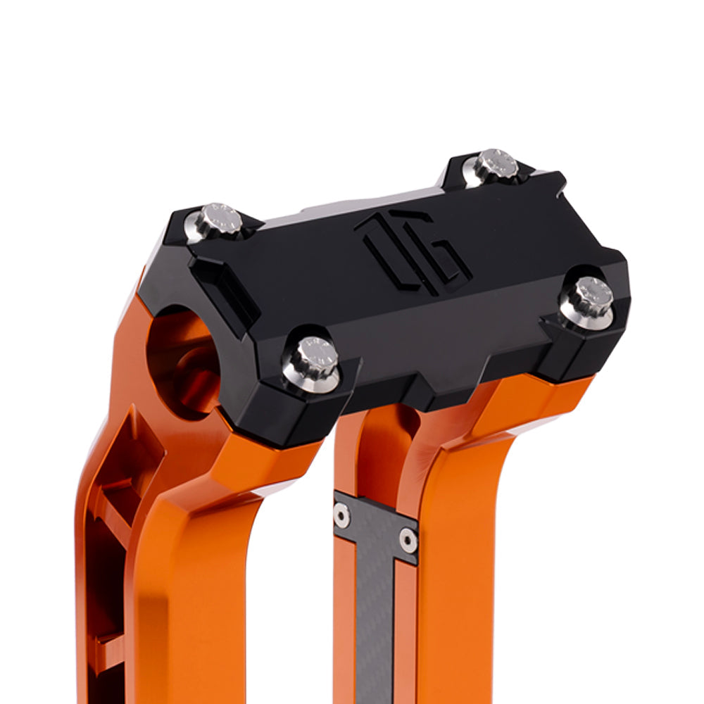 OG Black Performance Top Clamp on OG Orange Performance Riser Legs