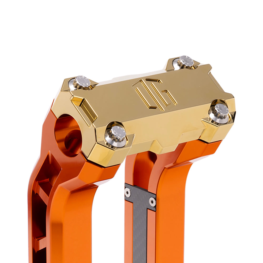 OG Gold Plating Performance Top Clamp on OG Orange Performance Riser Legs
