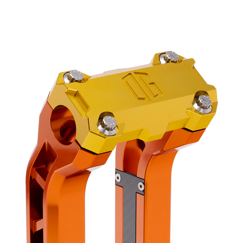 OG Gold Performance Top Clamp on OG Orange Performance Riser Legs