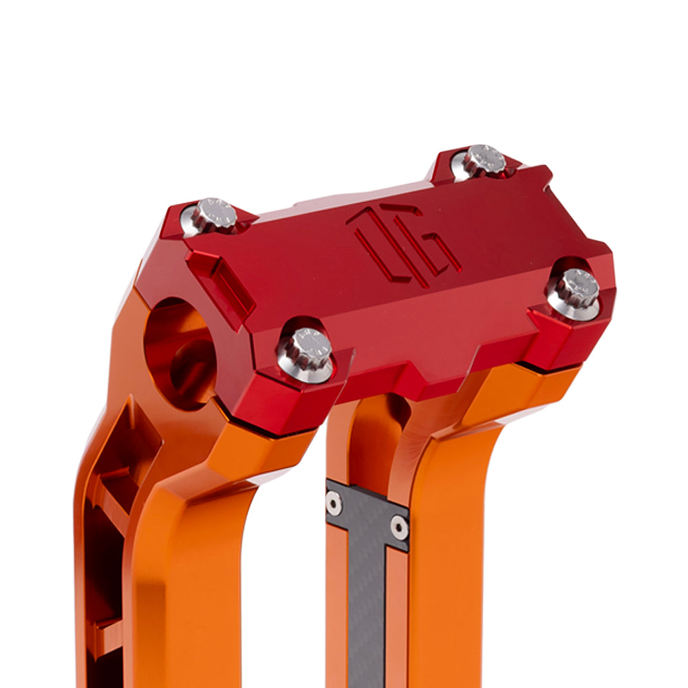 OG Red Performance Top Clamp on OG Orange Performance Riser Legs