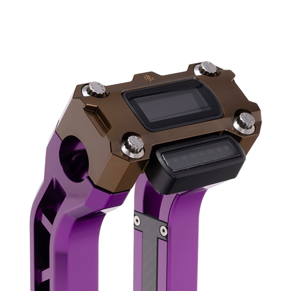 OG Bronze Performance Digital Gauge Top Clamp on OG Purple Performance Riser Legs