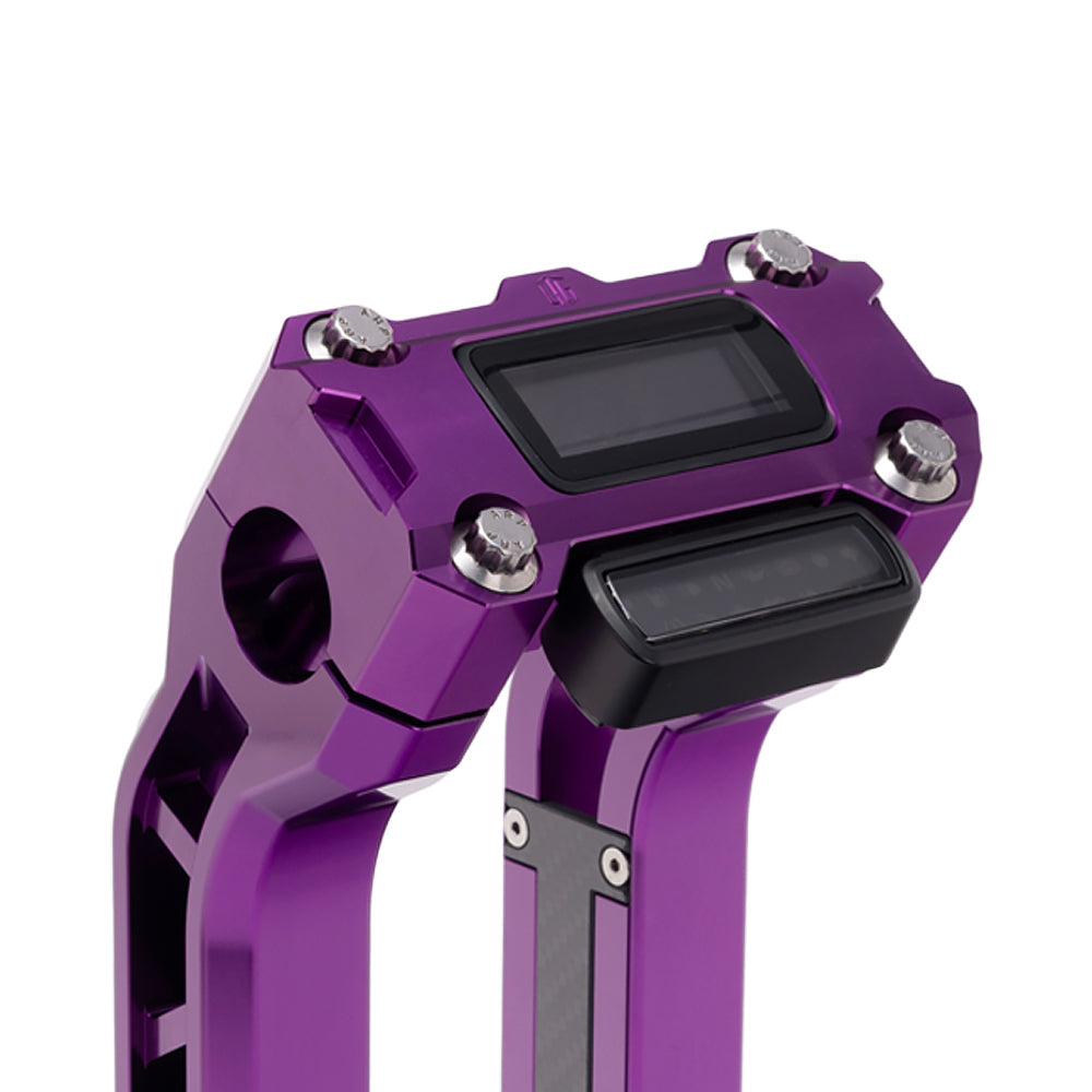 OG Purple Performance Digital Gauge Top Clamp on OG Purple Performance Riser Legs