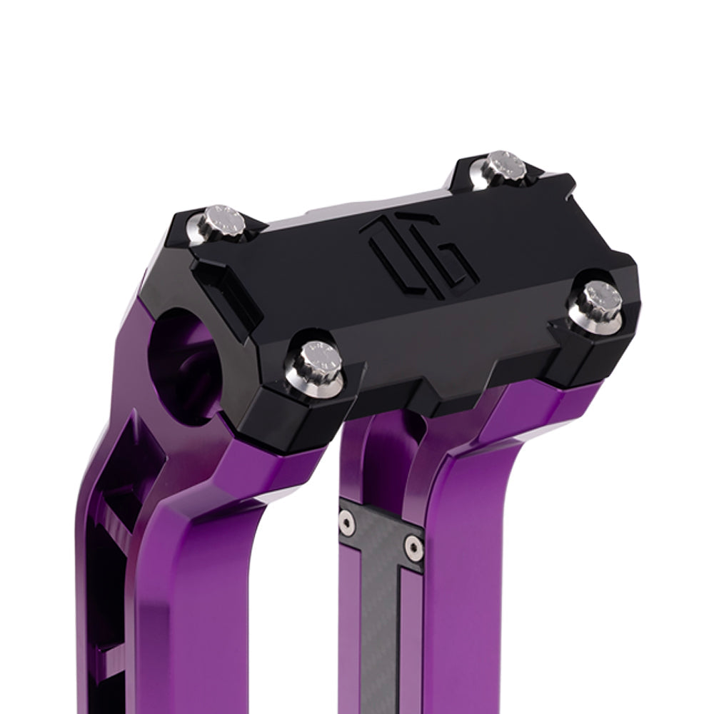 OG Black Performance Top Clamp on OG Purple Performance Riser Legs