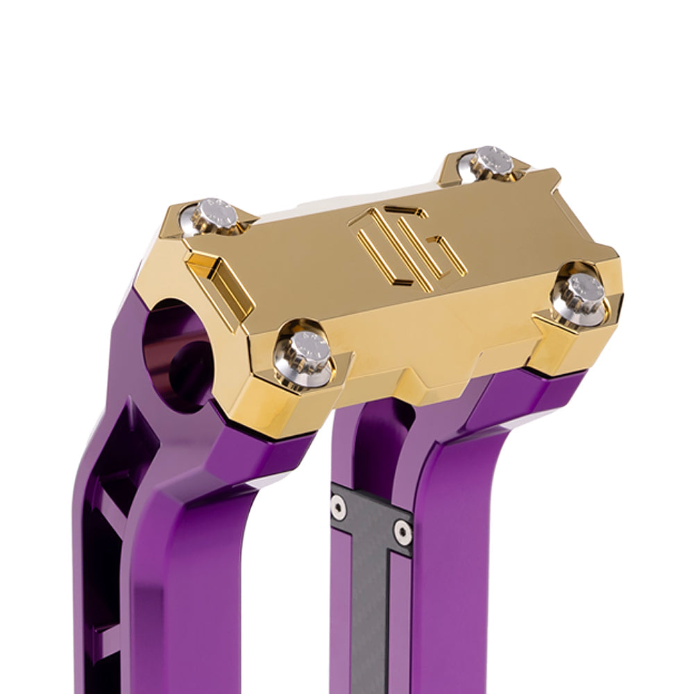 OG Gold Plating Performance Top Clamp on OG Purple Performance Riser Legs