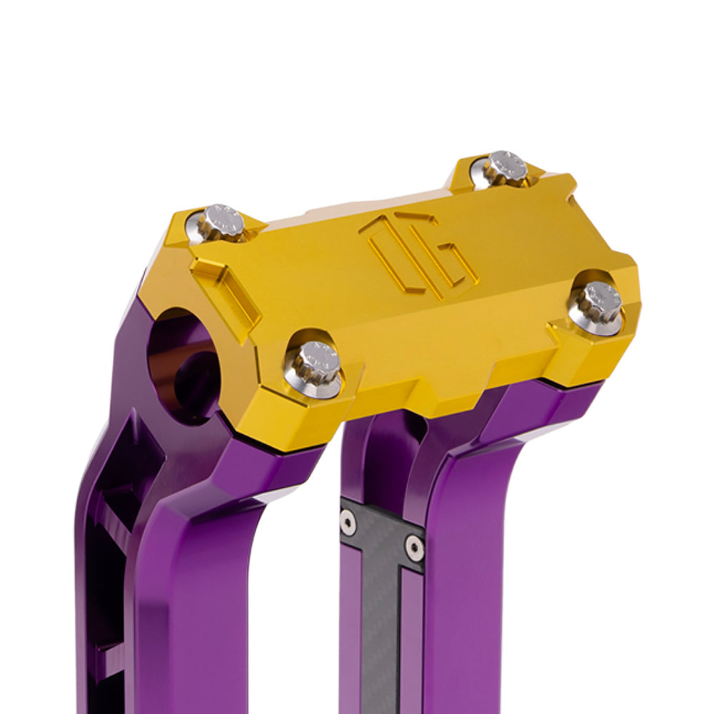 OG Gold Performance Top Clamp on OG Purple Performance Riser Legs