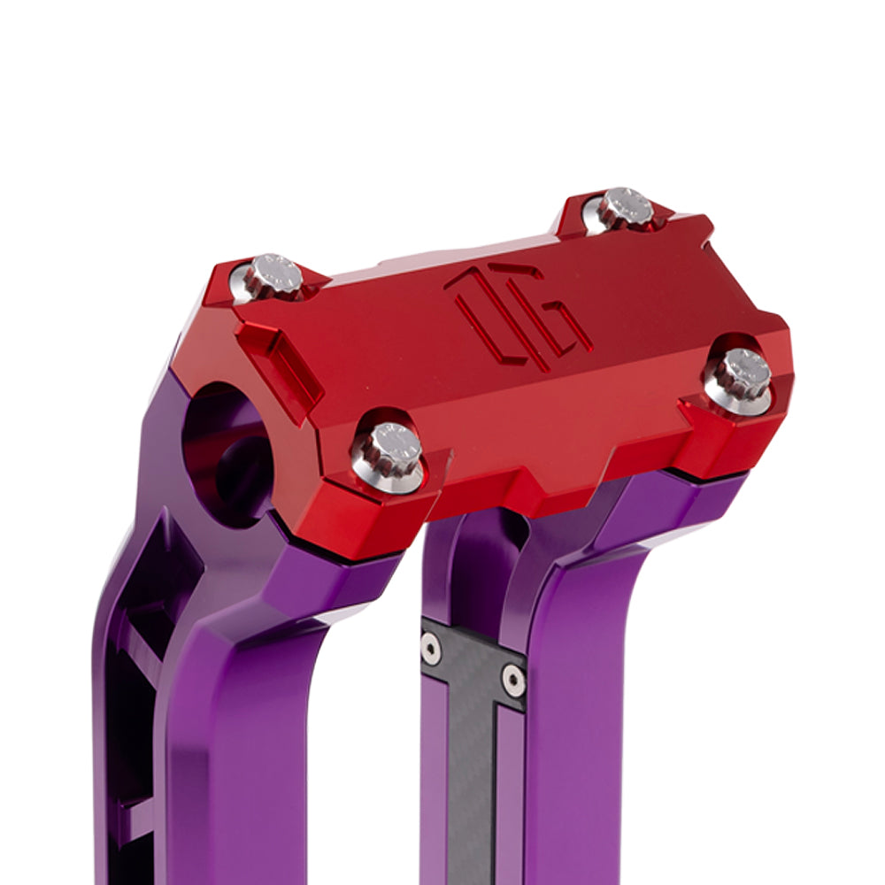 OG Red Performance Top Clamp on OG Purple Performance Riser Legs