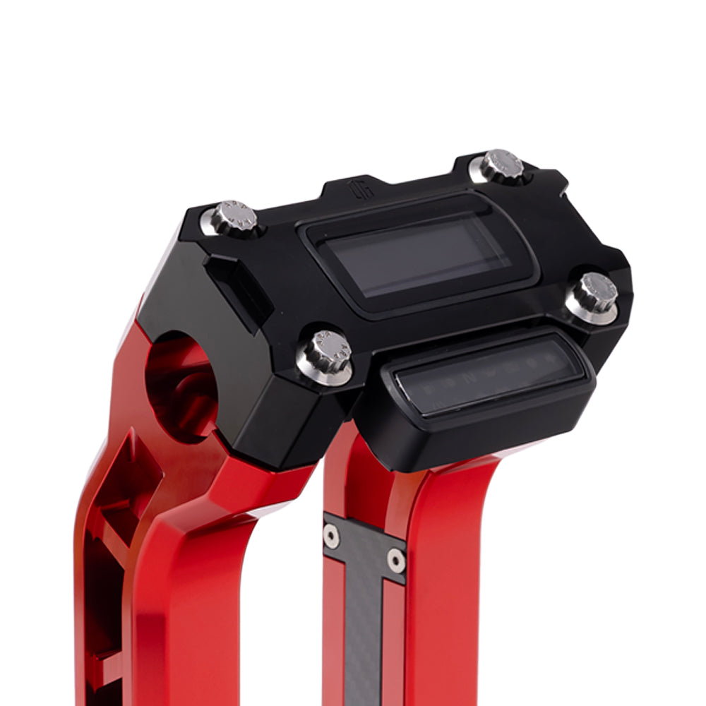 OG Black Performance Digital Gauge Top Clamp on OG Red Performance Riser Legs